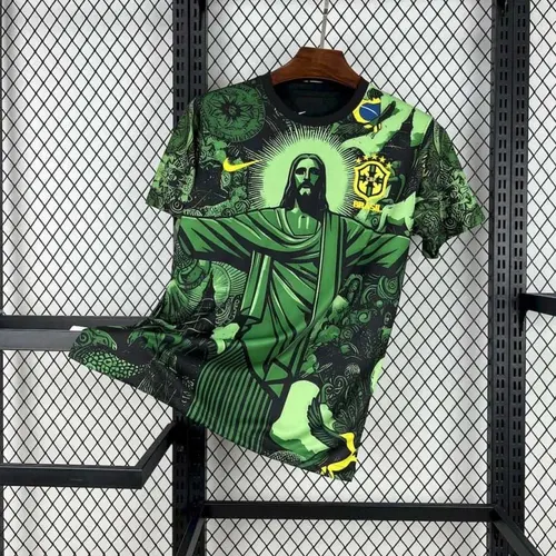 2025 Brazil Special Edition Jesus Black Green Football Shirt AAA fan-grade
