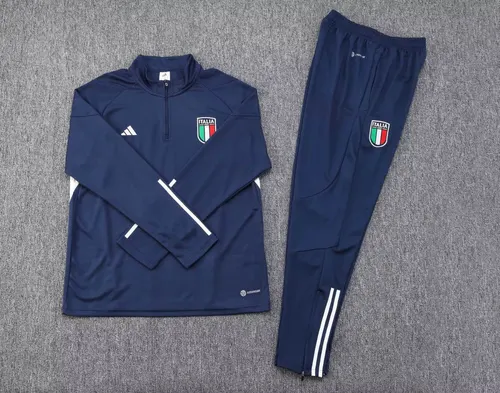 2023 Italy Half-Pull Training Suit Royal Blue Soccer Shirt Set — view 7