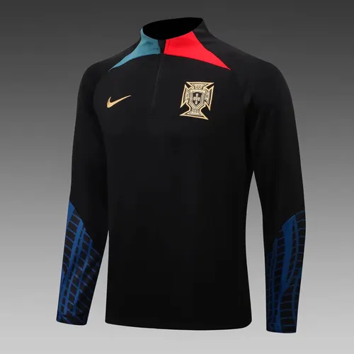Ensemble de survêtement demi-traction Portugal 2022 Noir Maillot de football — view 4