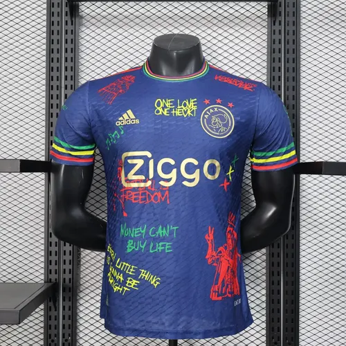 2025/2026 Player Version Ajax Doodle Plate Royal Blue Football Jersey AAA fan-grade