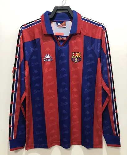 1996/1997 Rétro Manches Longues Barcelone Maillot de Foot Domicile Champions League Qualité Thaï