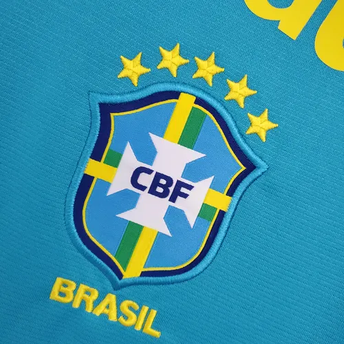 Camisa de Futebol 2021 Brasil Treino Azul Lago — view 5