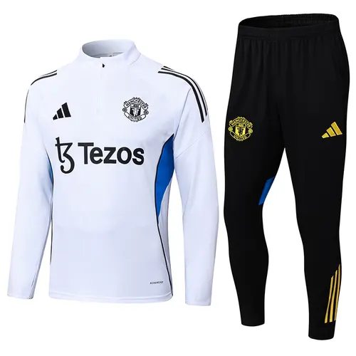 2025/2026 Manchester United Half-Pull Training Suit White Football Shirt AAA fan-grade Set