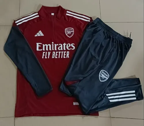 Chándal de entrenamiento con media cremallera rojo de Arsenal 2025/2026 Camiseta de fútbol Calidad Thai Set 01