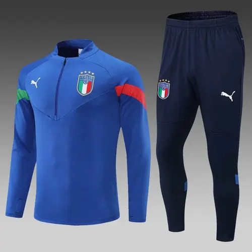Conjunto de Entrenamiento de Media Cremallera Azul Italia 2022 — view 1
