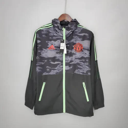 2021/2022 Manchester United Jersey Windbreaker Black And Grey Camouflage — view 1
