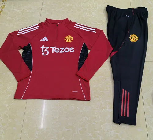 2025/2026 Manchester United Half-Pull Training Suit Red Football Shirt AAA fan-grade Set