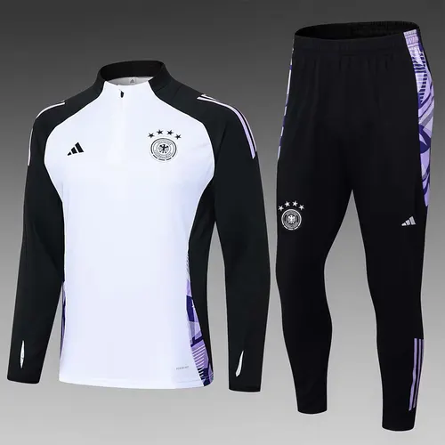 Ensemble de survêtement demi-traction Allemagne 2024-2025 Blanc Maillot — view 1
