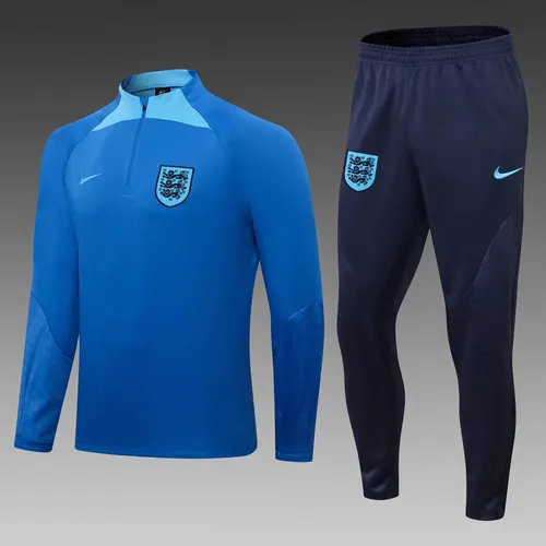 Conjunto de camiseta de fútbol de entrenamiento de media cremallera de Inglaterra 2022 Azul — view 1