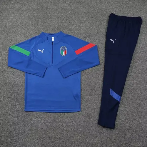 Conjunto de Entrenamiento de Media Cremallera Azul Italia 2022 — view 3