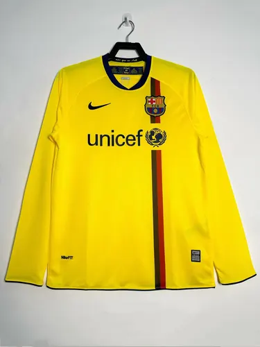 2008/2009 Maillot de Football Extérieur Rétro Barcelona Manches Longues Qualité Thaï
