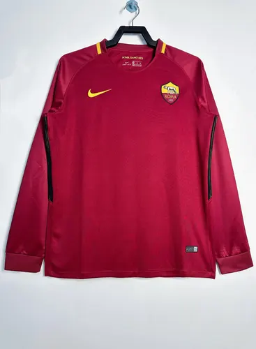 2017-2018 Retro Manga Longa Roma Uniforme Casa Jersey Futebol Qualidade Tailandesa