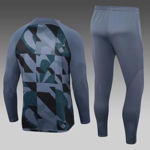 2023/2024 Barcelona Half-Pull Training Suit Gray Jersey Set — view 2