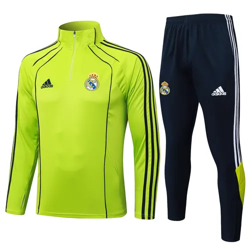 2025/2026 Real Madrid Grass Green Retro Version Half-Pull Training Suit Football Shirt AAA fan-grade Set