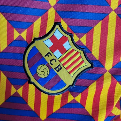 2023/2024 Barcelona Training Wear Striped Plaid Jersey — view 6