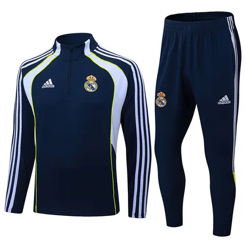 2025-2026 Real Madrid Retro Royal blue Half-Pull Training Suit Football Shirt AAA fan-grade Set