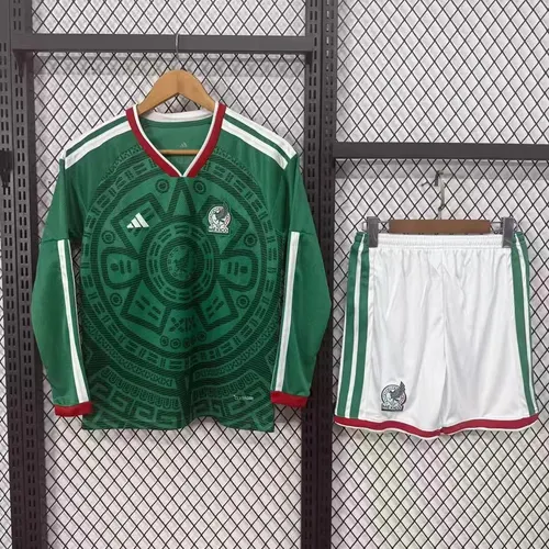 2026 Long Sleeves Mexico National Team Home Football Shirt AAA fan-grade Kids Size
