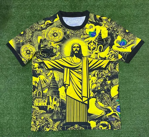 2024 Brazil Special Edition Jesus Yellow Gray Soccer Jersey — view 6