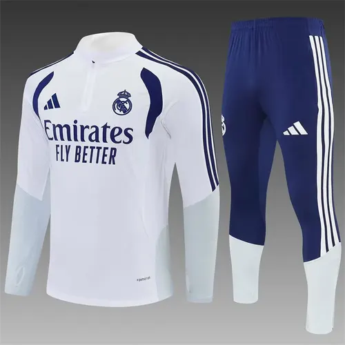 2026/2027 Real Madrid Half-Pull Training Suit White Football Jersey 1:1 Thai Quality