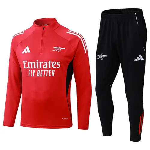 2025/2026 Arsenal Conjunto de Entrenamiento Media Cremallera Rojo Camiseta de Fútbol Calidad Tailandesa Set