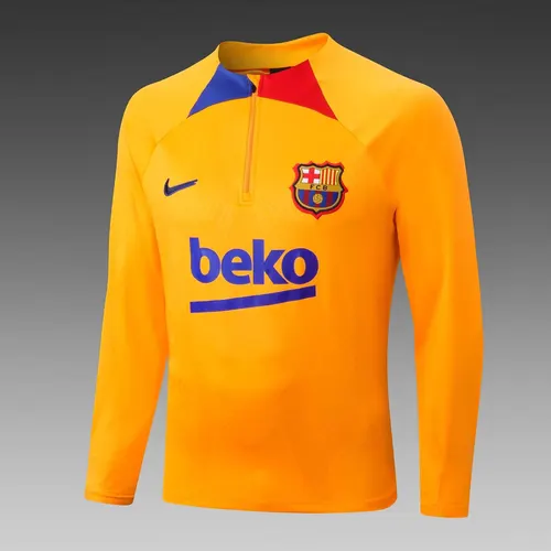 2022/2023 Barcelona Half-Pull Training Suit Yellow Jersey Set — view 3