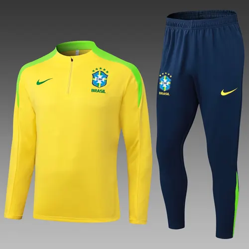 2025 Brazil Half-Pull Training Suit Yellow Football Shirt AAA fan-grade Set