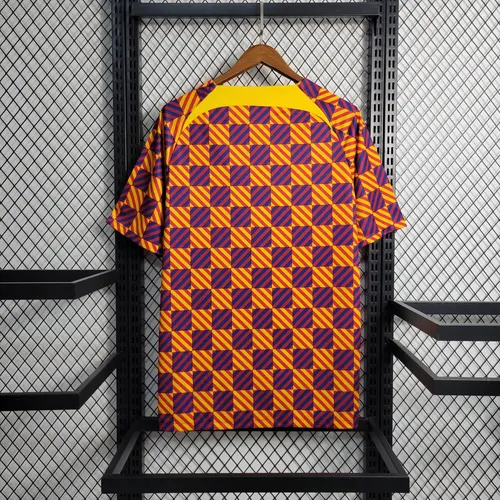 2023/2024 Barcelona Training Wear Striped Plaid Jersey — view 2