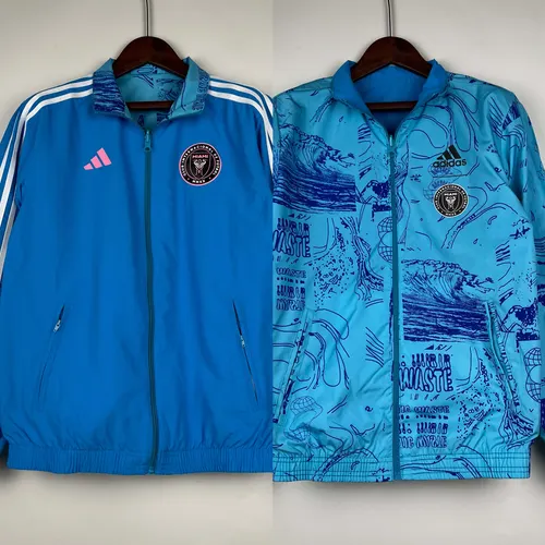 2023/2024 Coupe-Vent Réversible Inter Miami Bleu Maillot Soccer Qualité Thaï
