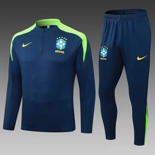 2025 Brazil Half-Pull Training Suit Royal Blue Football Shirt AAA fan-grade Set