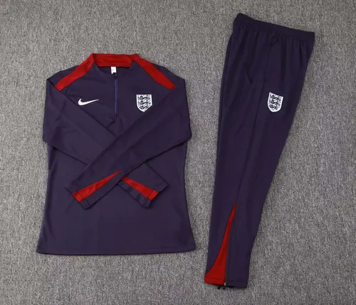 2024 England Half-Pull Training Suit Purple Soccer Jersey Set — view 3