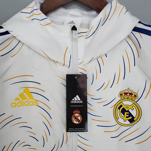 Corta-Vento Real Madrid Branco (Borda Azul) 2021/2022 — view 3