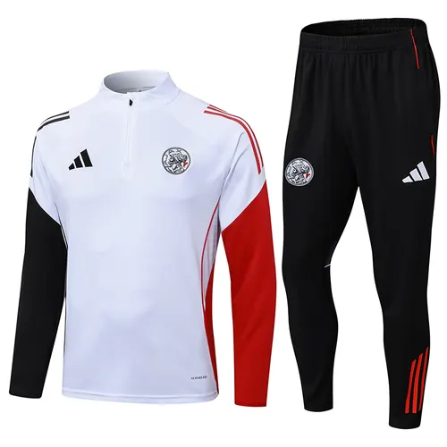2025/2026 Ajax Half-Pull Training Suit White Football Shirt AAA fan-grade Set