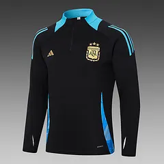 2024-2025 Conjunto de Treino Argentina Meio-Puxão Preto Jersey — view 3