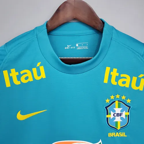 Camisa de Futebol 2021 Brasil Treino Azul Lago — view 3