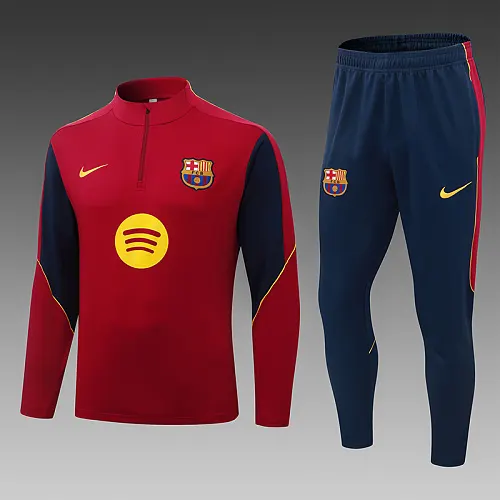 2026/2027 Barcelona Half-Pull Training Red Football Shirt 1:1 Thai Quality Set