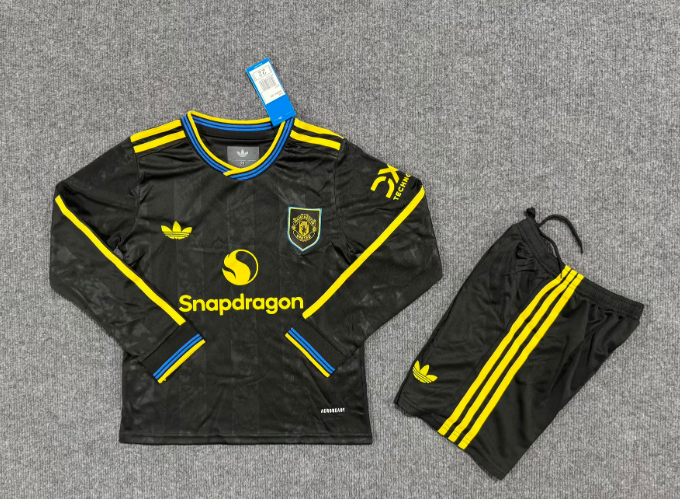 2025/2026 Long Sleeve Manchester United Third Away Football Shirt AAA fan-grade Kids Size