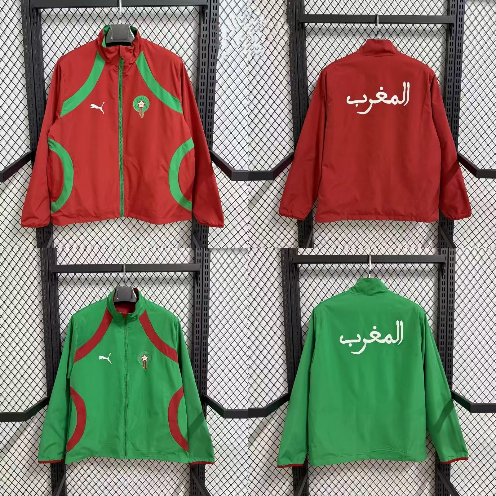 2026 Morocco Double-Sided Windbreaker Red Green Football Jersey 1:1 Thai Quality