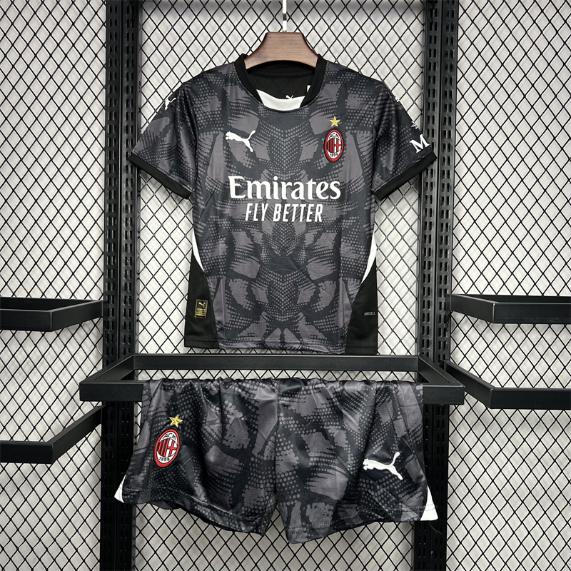 2024/2025 AC Milan Goalkeeper Jersey Black AAA fan-grade Kids Size