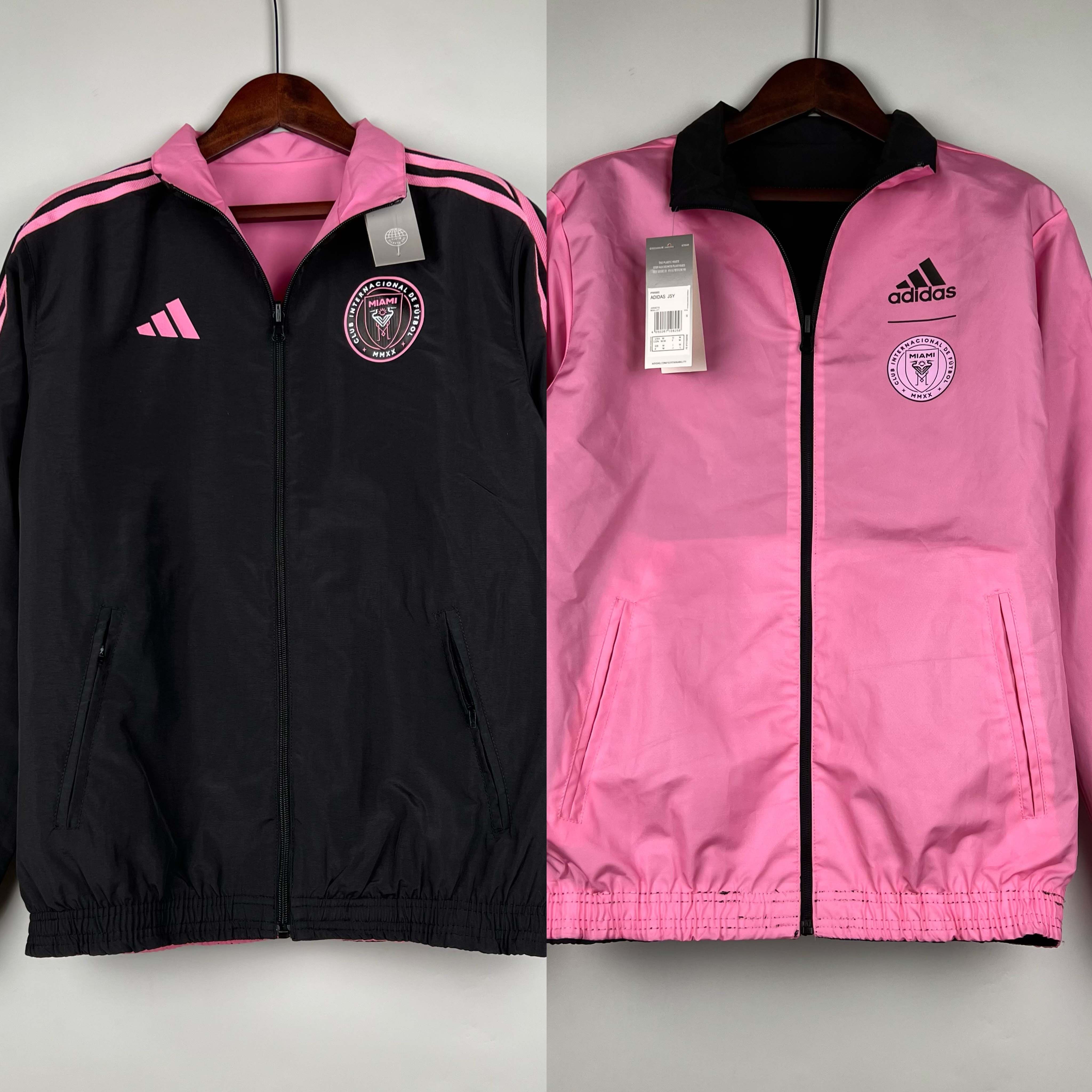 2023/2024 Inter Miami Reversible Windbreaker (schwarz-rosa) Fußballtrikot AAA fan-gradät