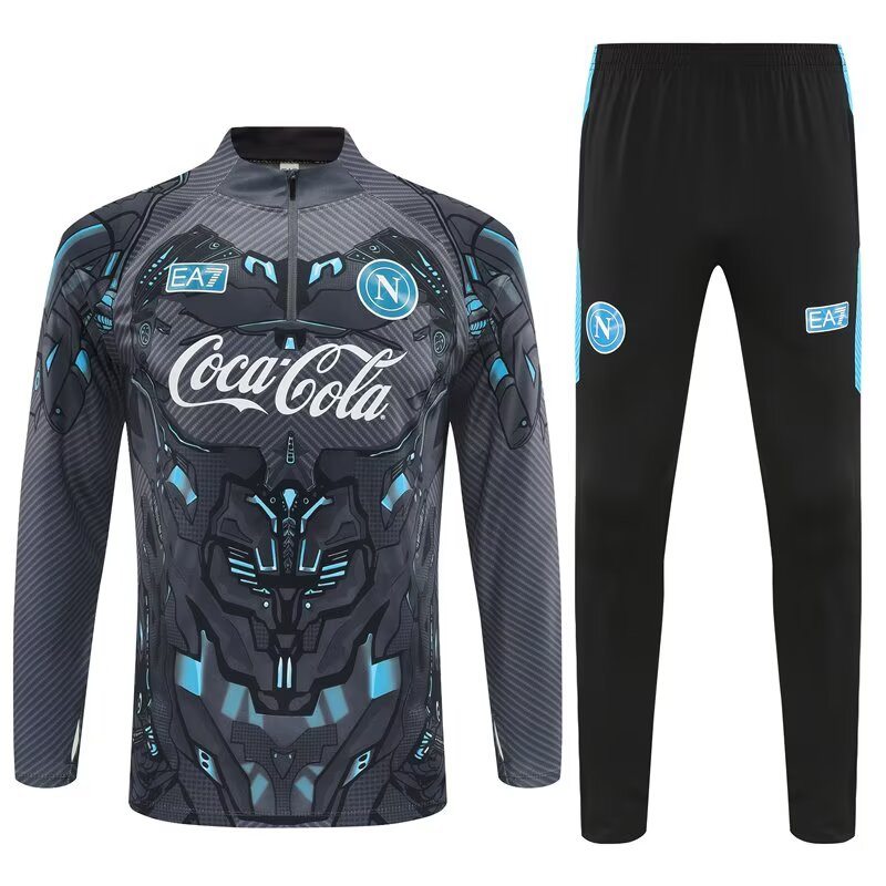 2025/2026 Napoli Half-Pull Training Suit Gray Football Jersey 1:1 Thai Quality