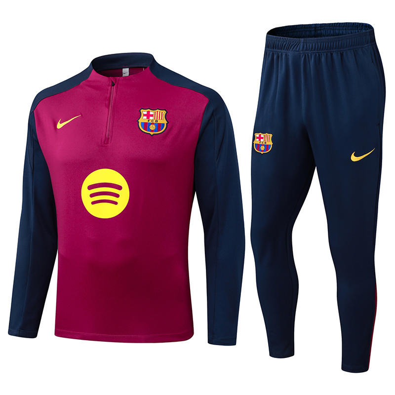 2025/2026 Barcelona Half-Pull Training Suit Rose Red Jersey AAA fan-grade Set