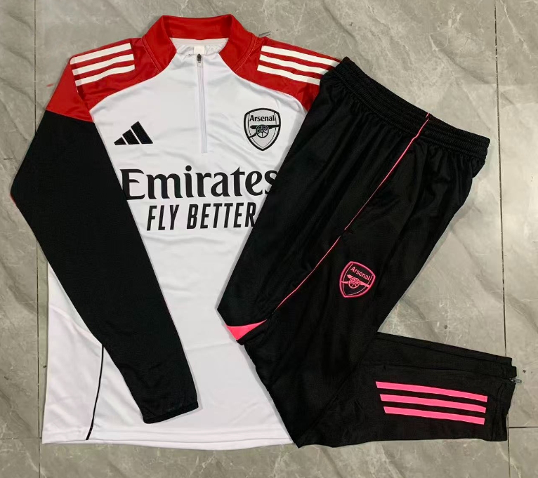 2025/2026 Arsenal Half-Pull Training Suit White Football Shirt AAA fan-grade Set