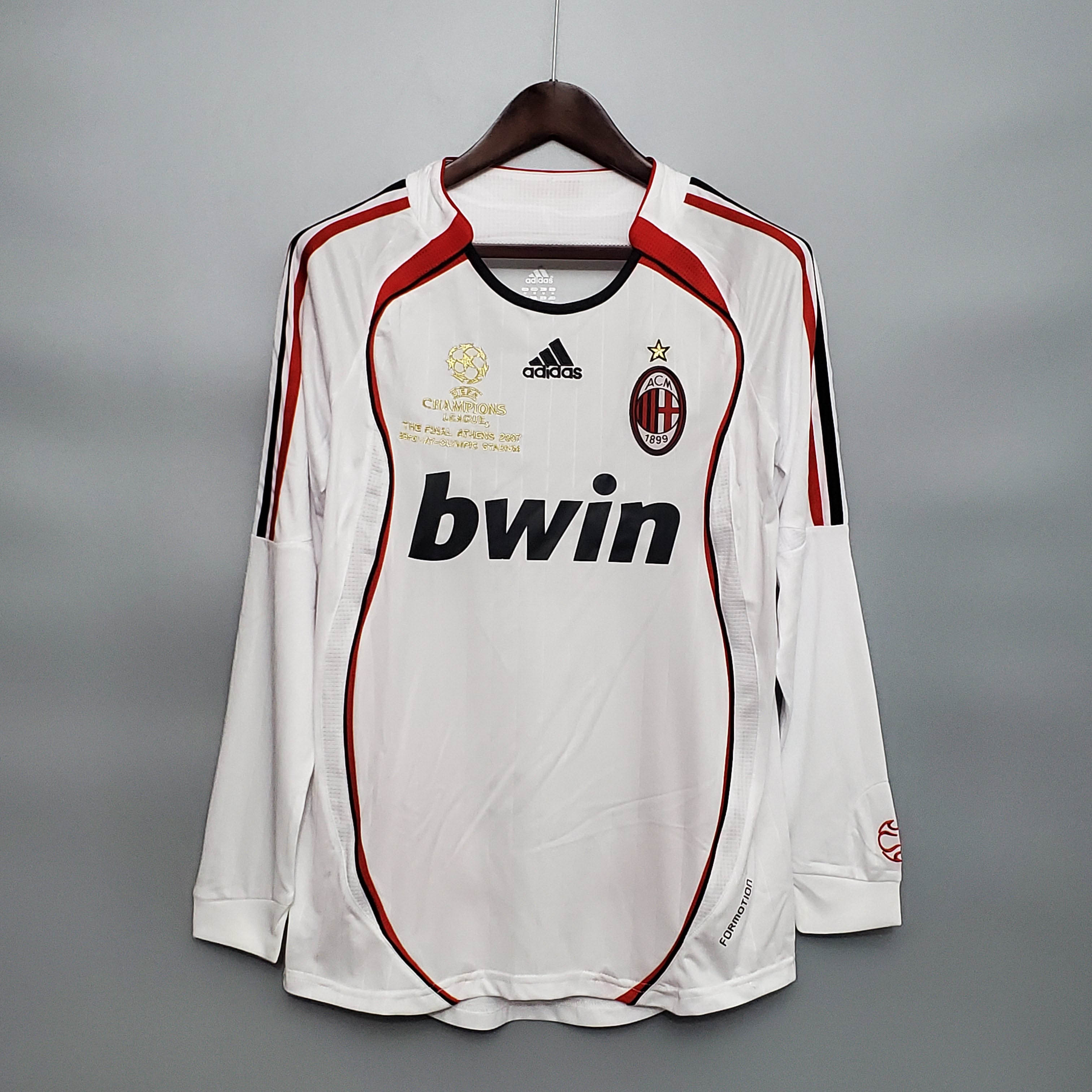 قميص كرة قدم AC Milan الكلاسيكي خارج الأرض بأكمام طويلة 2006/2007 جودة تايلاندية
