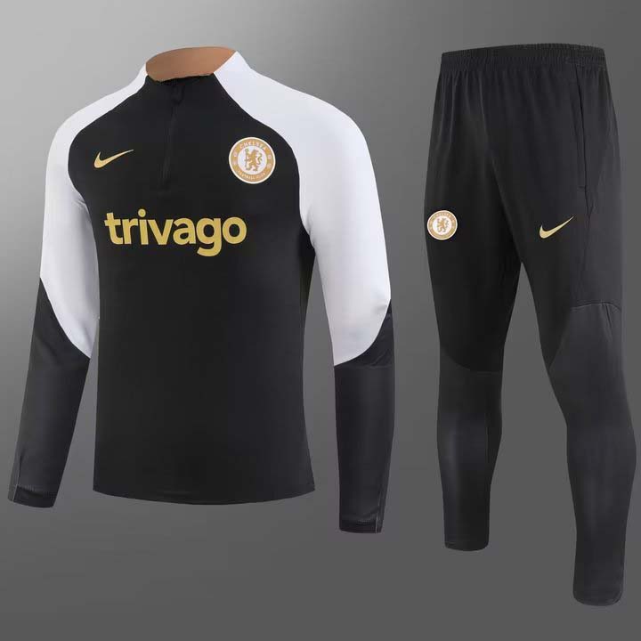 2023/2024 Chelsea Half-Pull Training Suit Black Football Shirt AAA fan-grade Set