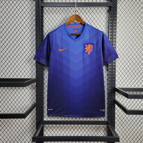 2014 Retro Países Bajos Selección Nacional Visitante Camiseta de Fútbol AAA calidad aficionado