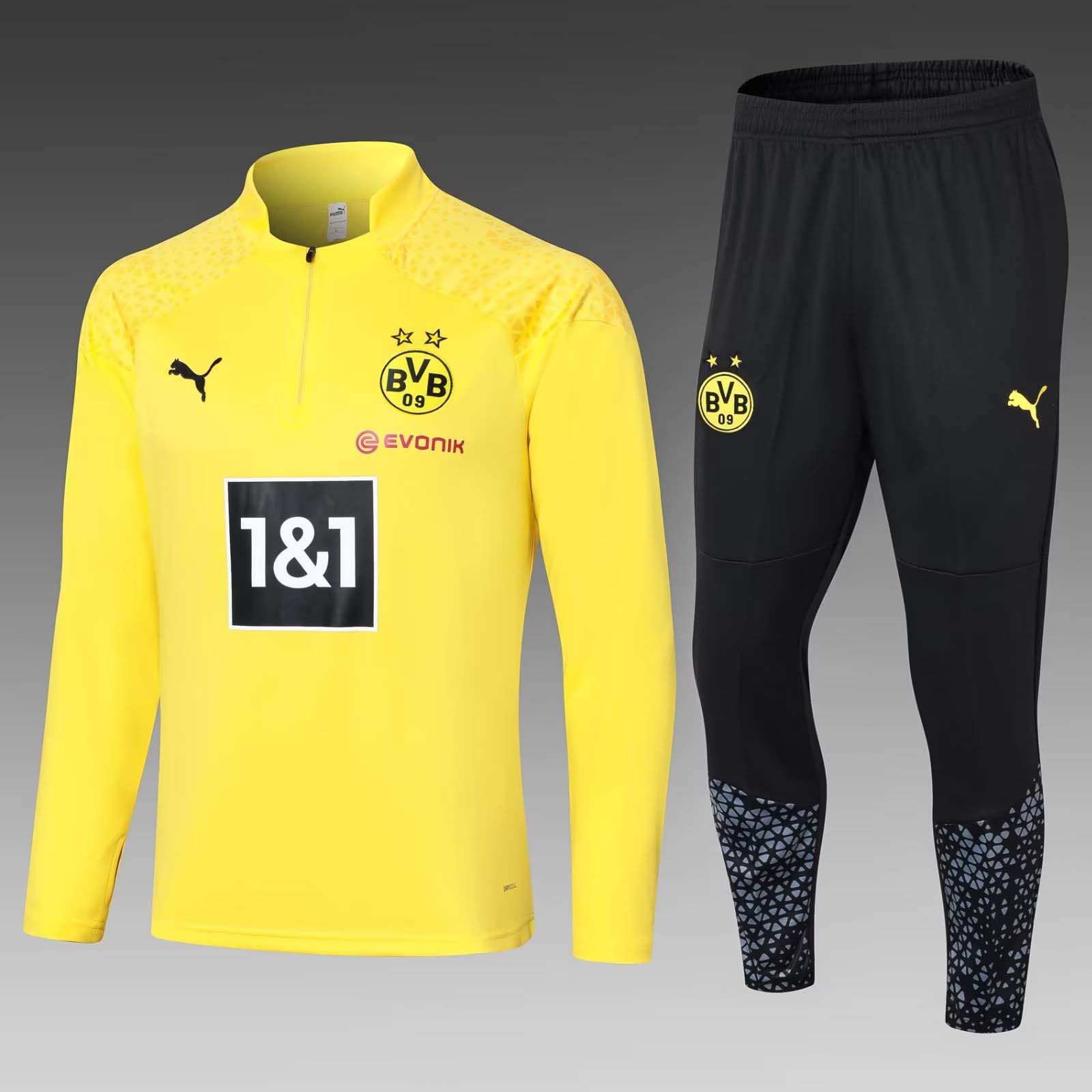 2023/2024 Dortmund Half-Pull Training Suit Yellow Football Shirt AAA fan-grade Set