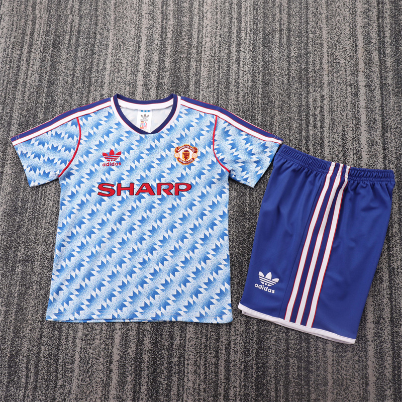1990/1992 Retro Manchester United Away Football Shirt AAA fan-grade Kids Size