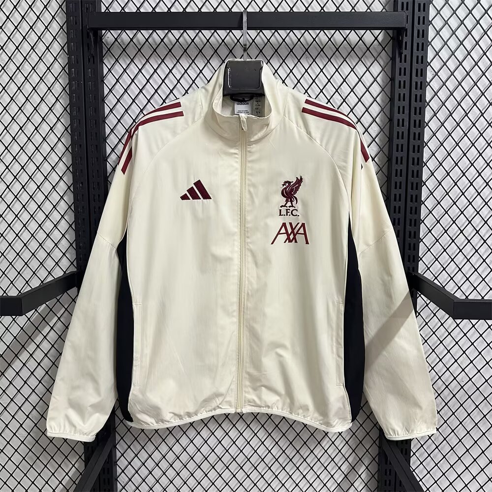 2025/2026 Liverpool Windbreaker Beige Yellow Football Shirt 1:1 Thai Quality