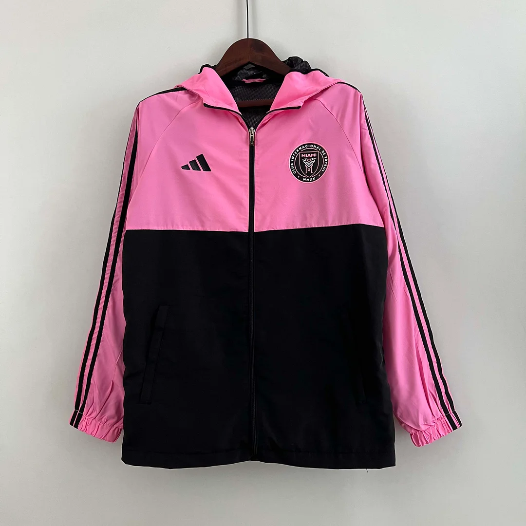 2023 Coupe-Vent Inter Miami (rose-noir) Maillot Soccer Qualité Thaï