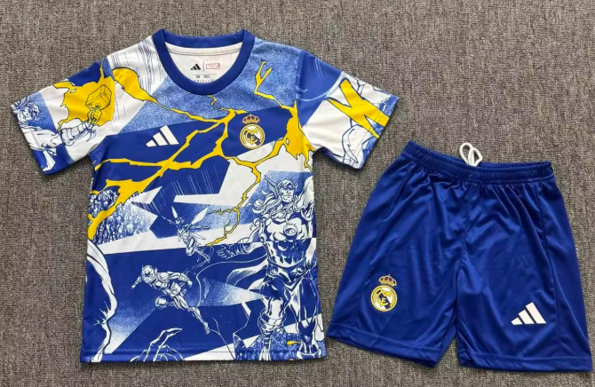 2025/2026 Real Madrid Collaboration With Marvel 03 Football Shirt AAA fan-grade Kids Size